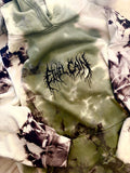 E.C. EMBROIDERED FOREST FONT  on Black and White and Green Tie Dyed Hoodie - Men’s sizing order your size for over fit or size down