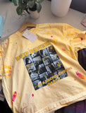 YELLOW BOXY CROP STYLE* Ego Death At A Bachelorette Party Splattered Paint Tee PHOTO COLLAGE VERSION