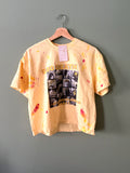 YELLOW BOXY CROP STYLE* Ego Death At A Bachelorette Party Splattered Paint Tee PHOTO COLLAGE VERSION