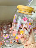 NEW* DISHWASER SAFE BUTTERFLY DAISIES 16oz GLASS