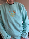 “PRETTY AND WITTY” Embroidered MINT OR CAMO CREWNECK