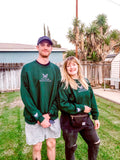 Embroidered Grow Through What You Go Through Dark Green Crewneck