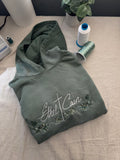 “E † C” Embroidered Sage Green Hoodie - Men’s Sizing order your size for oversized fit
