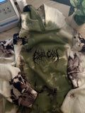 E.C. EMBROIDERED FOREST FONT  on Black and White and Green Tie Dyed Hoodie - Men’s sizing order your size for over fit or size down