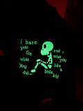 “I hate you for what you did” Sad Skeleton GLOW IN THE DARK Embroidered Hoodie or Sweater Men’s sizing order your size for oversized fit