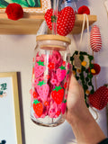 PINK AND RED STRAWBERRIES 20oz GLASS CUP (LID/STRAW SOLD SEPARATELY)