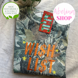 “WISH LIST” Embroidered Camouflage or Mint Options