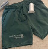 “Willouby Tucker Forever” with tree Embroidered Shorts - Men’s sizing (sage green color shown)