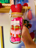 “LOVE YOU BERRY MUCH” FARMERS MARKET STRAWBERRIES 20oz GLASS (LID/STRAW SOLD SEPARATELY)
