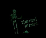 “the end is here” Skeleton dropping over cream GLOW IN THE DARK Embroidered Hoodie or Sweater Men’s sizing order your size for oversized fit