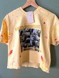 YELLOW BOXY CROP STYLE* Ego Death At A Bachelorette Party Splattered Paint Tee PHOTO COLLAGE VERSION