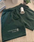 “Willouby Tucker Forever” with tree Embroidered Shorts - Men’s sizing (sage green color shown)