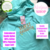 “ELDEST DAUGHTER” Embroidered Camouflage or Mint CREWNECK TSHIRT OR HOODIE Options