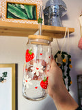 HEART SHAPED STRAWBERRIES 20oz GLASS 20oz GLASS CUP (LID/STRAW SOLD SEPARATELY)