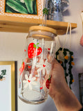 HEART SHAPED STRAWBERRIES 20oz GLASS 20oz GLASS CUP (LID/STRAW SOLD SEPARATELY)