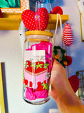 “LOVE YOU BERRY MUCH” FARMERS MARKET STRAWBERRIES 20oz GLASS (LID/STRAW SOLD SEPARATELY)