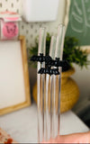“Autumn” Dishwasher Safe 15oz Square Glass Set With Lid and Straw