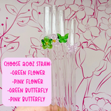 NEW**  FLOWER AND BUTTERFLY STRAWS FOR 20oz GLASS  (COMES WITH ONE)