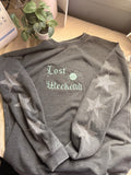 “Lost Weekend” Saturn GLOW IN THE DARK Embroidered Star-Sleeved Crewneck