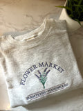EMBROIDERED “FLOWER MARKET” LAVENDER CREWNECK
