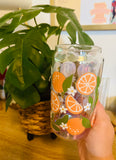 *IRIDESCENT* ORANGE N’ DAISIES Glass Cup🍊 (lid straw sold sep.)