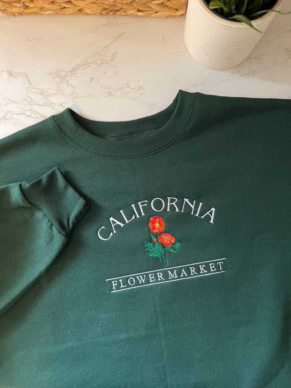 EMBROIDERED “CALIFORNIA” POPPY CREWNECK