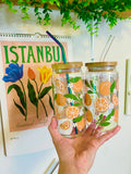 ORANGE N’ DAISIES 20oz Glass Cup🍊 (lid straw sold sep.)