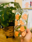 ORANGE N’ DAISIES 20oz Glass Cup🍊 (lid straw sold sep.)