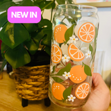 ORANGE N’ DAISIES 20oz Glass Cup🍊 (lid straw sold sep.)