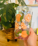 *IRIDESCENT* ORANGE N’ DAISIES Glass Cup🍊 (lid straw sold sep.)