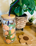 ORANGE N’ DAISIES 20oz Glass Cup🍊 (lid straw sold sep.)