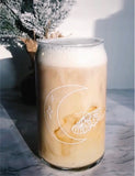 BUNDLE With LID/STRAW- Dishwasher-Safe Moth & Moon 16oz Glass Set