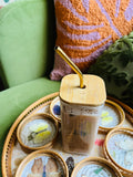 Little Leaf Square Bamboo Lid for Square Glasses