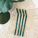 Teal Glass Straw for 16 oz Glass