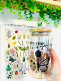IRIDESCENT FIX YOUR WINGS & TRY AGAIN Glass Cup (lid/straw sold sep)