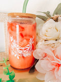 DISHWASHER Safe Butterfly SET 16oz Glass SET (CHOSE PINK OR GREEN STRAW)