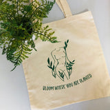 Bloom Where You Are Planted Floral Goddess Tote Bag
