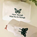 Embroidered Grow Through What You Go Through Dark Green Crewneck