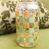 Checkered Monstera Matte Green & GOLD Monstera 16oz Glass